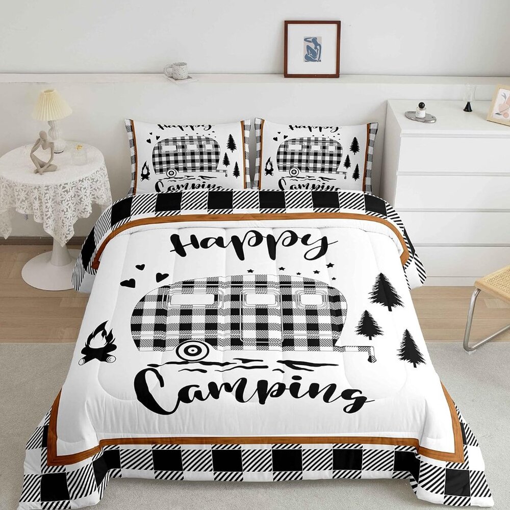 New 3 Piece Happy Camping Comforter Set • QUEEN SIZE
